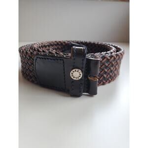 Paul & Shark Mens Braided Leather Belt Brown Black NO Buckle Italy 42in